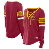 Washington Commanders Women's Throwback Lace-Up Long-Sleeve T-Shirt | NFL Discount