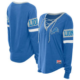 Detroit Lions Women's Throwback Lace-Up Long-Sleeve T-Shirt | NFL Outlet