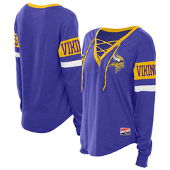 Minnesota Vikings Women's Throwback Lace-Up Long-Sleeve T-Shirt | NFL Sale