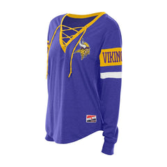 Minnesota Vikings Women's Throwback Lace-Up Long-Sleeve T-Shirt | NFL Sale