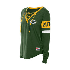 Green Bay Packers Women's Throwback Lace-Up Long-Sleeve T-Shirt | NFL Online
