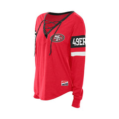 San Francisco 49ers Women's Throwback Lace-Up Long-Sleeve T-Shirt | NFL Sale