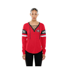 San Francisco 49ers Women's Throwback Lace-Up Long-Sleeve T-Shirt | NFL Sale