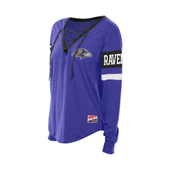 Baltimore Ravens Women's Throwback Lace-Up Long-Sleeve T-Shirt | NFL Discount