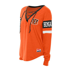 Cincinnati Bengals Women's Throwback Lace-Up Long-Sleeve T-Shirt | NFL Sale