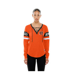 Cincinnati Bengals Women's Throwback Lace-Up Long-Sleeve T-Shirt | NFL Sale