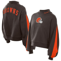 Cleveland Browns Women's Sport Night Mock Neck Balloon Sleeve Pullover Sweatshirt | NFL US