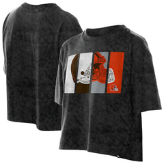 Cleveland Browns Women's Boxy Cropped Sport Night Mineral Wash T-Shirt | NFL Discount
