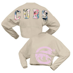 Chicago Cubs Fanatics Women's Floral Preppy Cropped Long Sleeve T-Shirt - MLB T-shirts