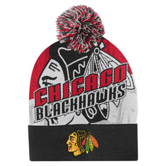 Chicago Blackhawks Outerstuff Youth New Edge Cuffed Knit Hat with Pom - NHL Hats