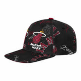 Black Miami Heat Outerstuff Youth Street Hooper Allover Print Snapback Hat | NBA