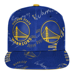 Royal Golden State Warriors Outerstuff Youth Street Hooper Allover Print Snapback Hat sale | NBA