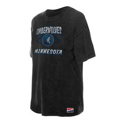 Black Minnesota Timberwolves Women's Throwback Mineral Wash Oversized T-Shirt | NBA