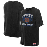 Black New York Knicks Women's Throwback Mineral Wash Oversized T-Shirt | NBA