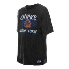 Black New York Knicks Women's Throwback Mineral Wash Oversized T-Shirt | NBA