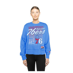 Royal Philadelphia 76ers Women's Boxy Throwback Mineral Wash Sweatshirt | NBA