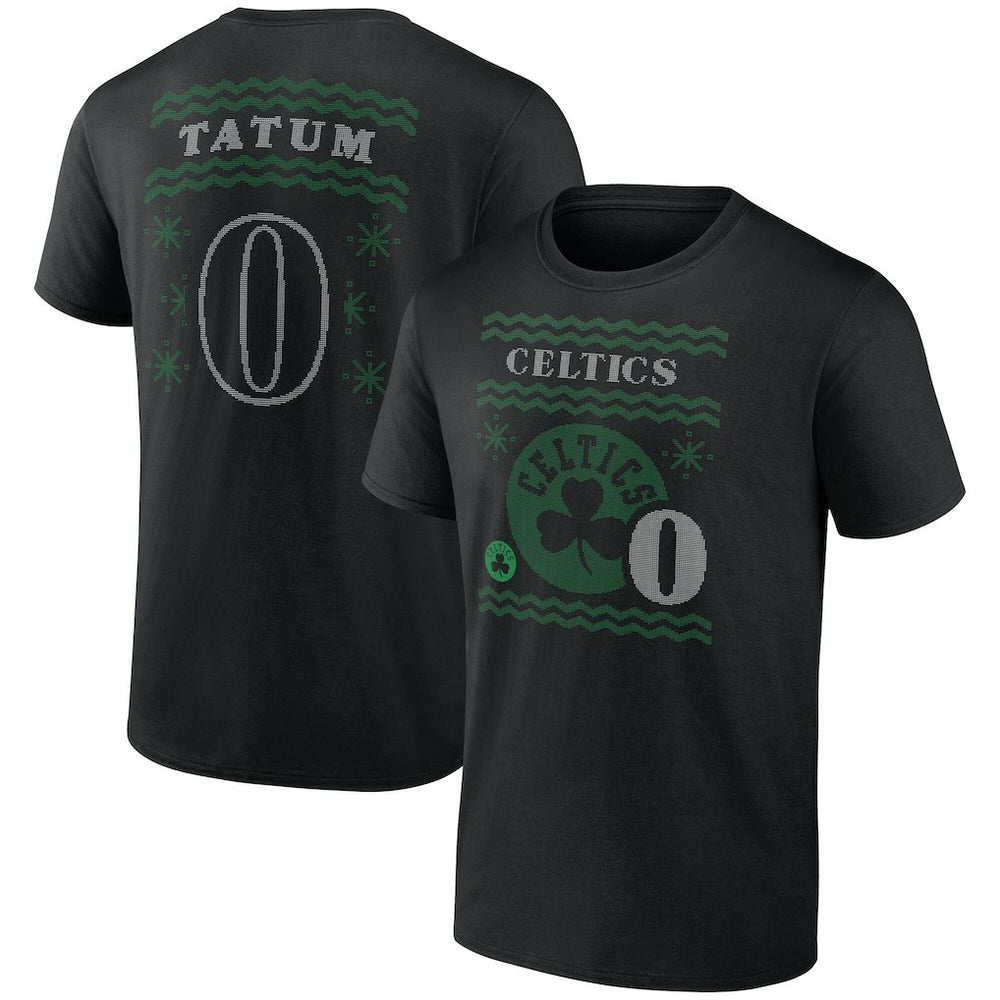 Black Jayson Tatum Boston Celtics Ugly Sweater Name & Number T-Shirt | NBA