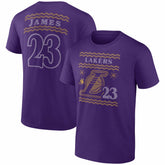 Purple LeBron James Los Angeles Lakers Ugly Sweater Name & Number T-Shirt | NBA