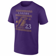 Purple LeBron James Los Angeles Lakers Ugly Sweater Name & Number T-Shirt | NBA