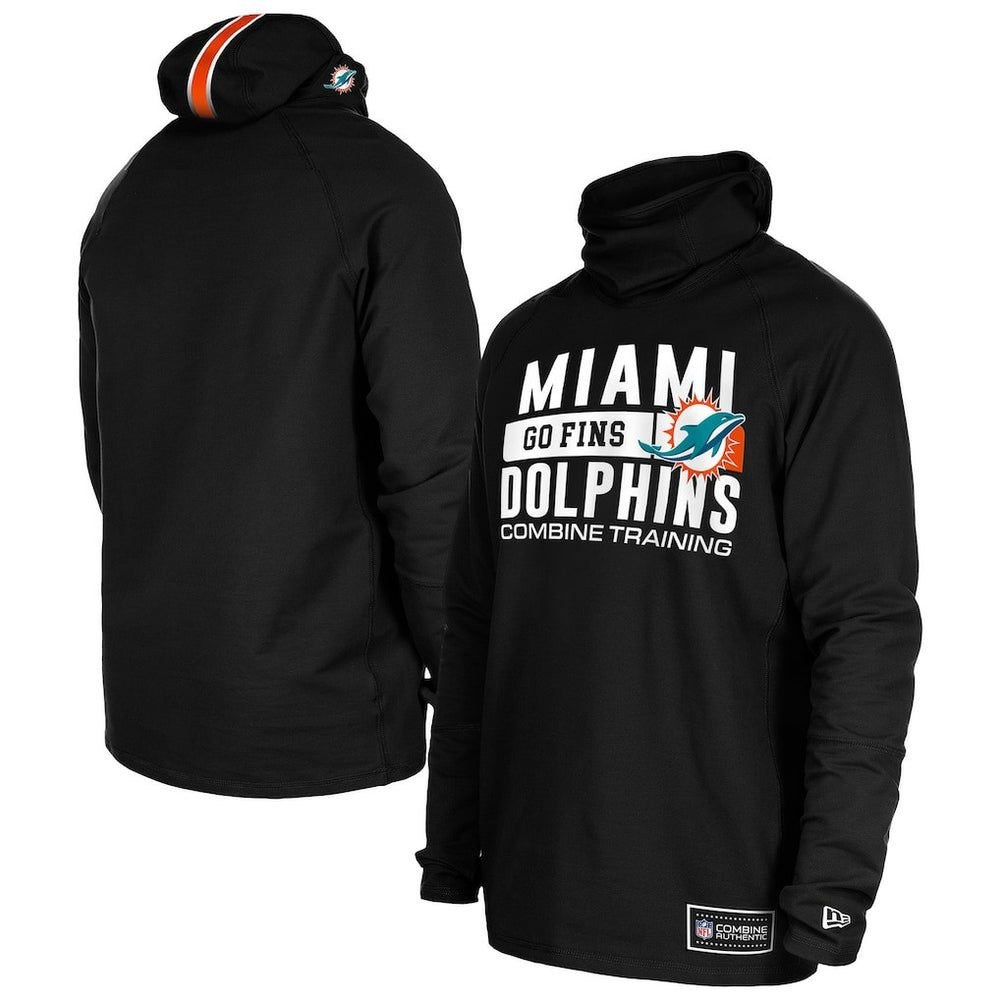 Miami Dolphins Functional Fandom Balaclava Helmet Stripe Tri-Blend Hoodie | NFL Discount