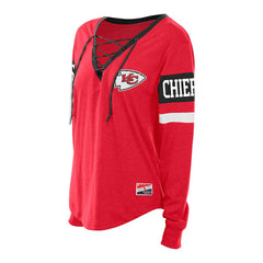 Kansas City Chiefs Women's Plus Size Throwback Lace-Up Long Sleeve T-Shirt | NFL On sale