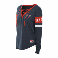 Houston Texans Women's Plus Size Throwback Lace-Up Long Sleeve T-Shirt | NFL On sale
