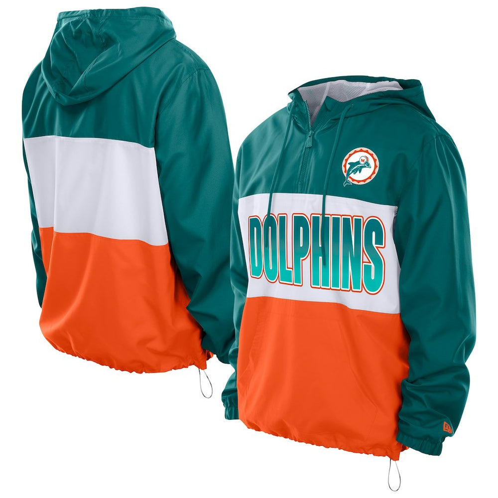 Miami Dolphins Ripstop Quarter-Zip Hooded Windbreaker | NFL Discount