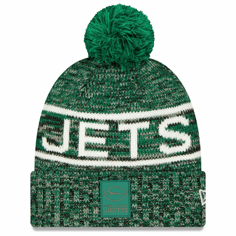 New York Jets 2025 Sideline Cold Weather Cuffed Knit Hat with Pom | NFL Hot