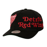 Detroit Red Wings Mitchell & Ness Busted Logo Wordmark Wrap-Around Pro Pinch Adjustable Hat - NHL Hats