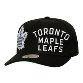 Toronto Maple Leafs Mitchell & Ness Busted Logo Wordmark Wrap-Around Pro Pinch Adjustable Hat - NHL Hats