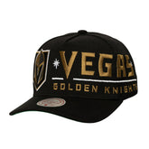 Vegas Golden Knights Mitchell & Ness Busted Logo Wordmark Wrap-Around Pro Pinch Adjustable Hat - NHL Hats