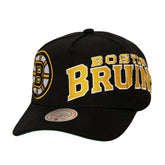 Boston Bruins Mitchell & Ness Busted Logo Wordmark Wrap-Around Pro Pinch Adjustable Hat - NHL Hats