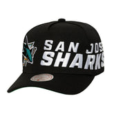 San Jose Sharks Mitchell & Ness Busted Logo Wordmark Wrap-Around Pro Pinch Adjustable Hat - NHL Hats