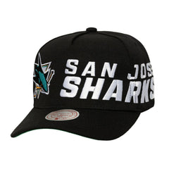 San Jose Sharks Mitchell & Ness Busted Logo Wordmark Wrap-Around Pro Pinch Adjustable Hat - NHL Hats