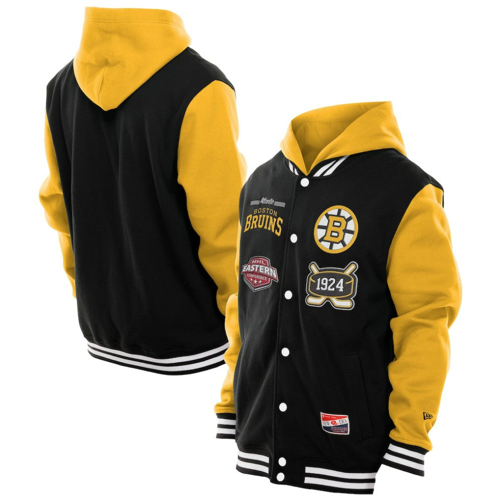 Boston Bruins New Era Full-Snap Fleece Hoodie Jacket - NHL Hoodies