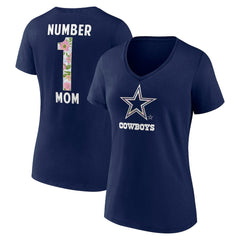 Dallas Cowboys Women's Floral Number 1 Mom V-Neck T-Shirt | NFL Sale