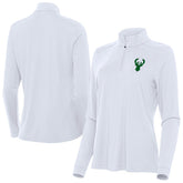 White Milwaukee Bucks Antigua Women's St. Patrick's Day Intent Quarter-Zip Top | NBA