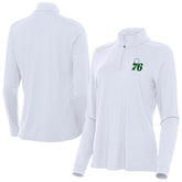 White Philadelphia 76ers Antigua Women's St. Patrick's Day Intent Quarter-Zip Top | NBA