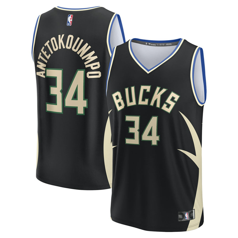 Black Giannis Antetokounmpo Milwaukee Bucks Fast Break Replica Player Jersey | NBA