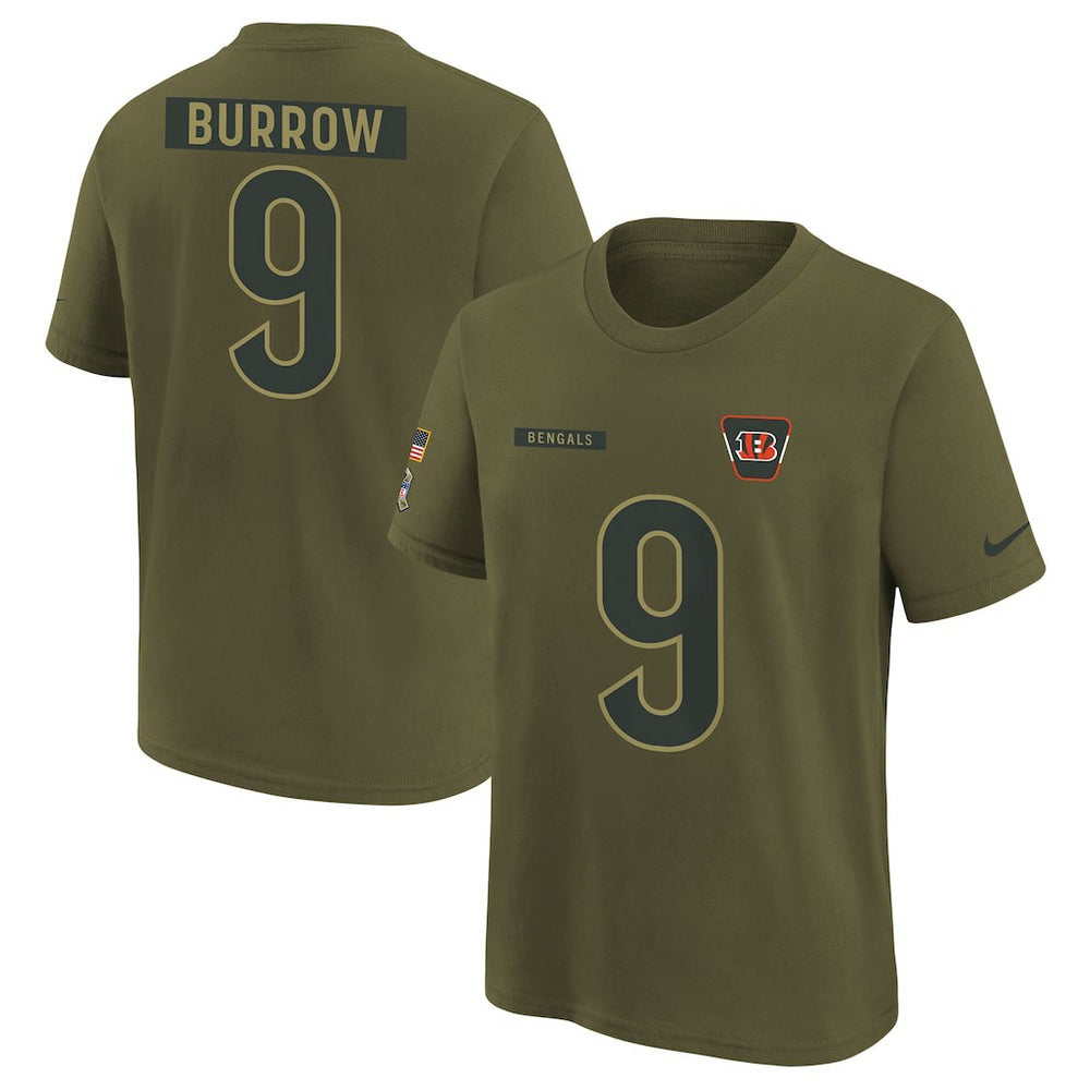 Cincinnati Bengals Joe Burrow Youth 2025 Salute to Service Name & Number T-Shirt | NFL On sale