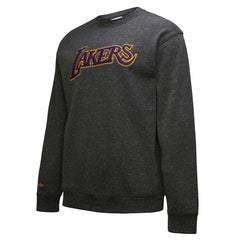 Black Los Angeles Lakers Black Out Collection Snow Washed Vintage Logo Pullover Sweatshirt | NBA
