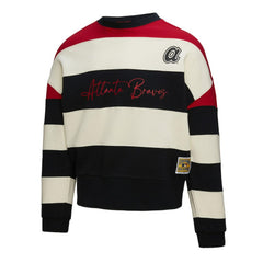 Atlanta Braves Mitchell & Ness Women's Cooperstown Collection Blocked Fleece Pullover Sweatshirt- Red/Black - MLB Pullover
