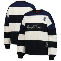 Minnesota Twins Mitchell & Ness Women's Cooperstown Collection Blocked Fleece Pullover Sweatshirt- Navy/Black - MLB Pullover