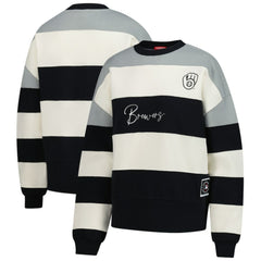 Milwaukee Brewers Mitchell & Ness Women's Cooperstown Collection Blocked Fleece Pullover Sweatshirt- Gray/Black - MLB Pullover