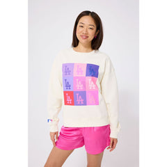 Los Angeles Dodgers Terez Women's Technicolor Oversized Pullover Sweatshirt - MLB Pullover