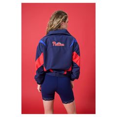 Philadelphia Phillies Terez Women's Ripstop Chevron Quarter-Zip Pullover - MLB Pullover