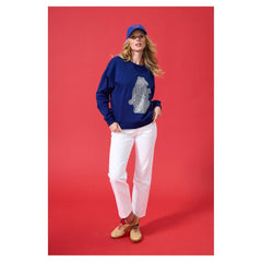 Chicago Cubs Terez Women's Oversized Gemstone Logo Sweatshirt - MLB Sweatshirts