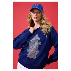 Chicago Cubs Terez Women's Oversized Gemstone Logo Sweatshirt - MLB Sweatshirts