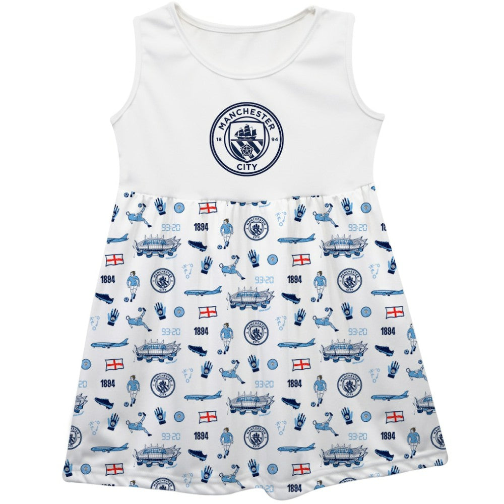 Manchester City Vive La Fete Girls Toddler Impressions Artwork Tank Top Dress Discount - White