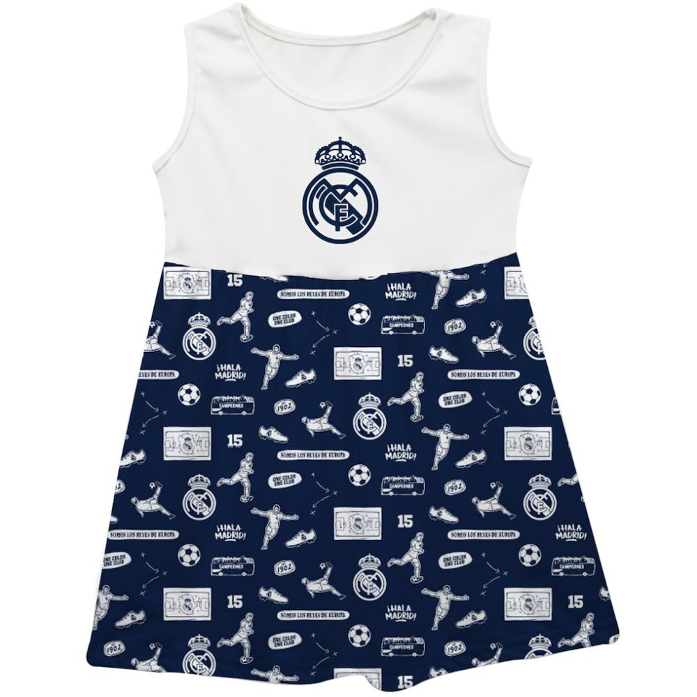 Real Madrid Vive La Fete Girls Toddler Impressions Artwork Tank Top Dress Discount - Navy